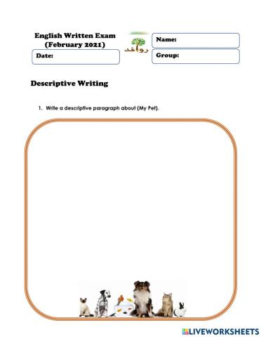 English Exam (GROUP1) - Descriptive Writing