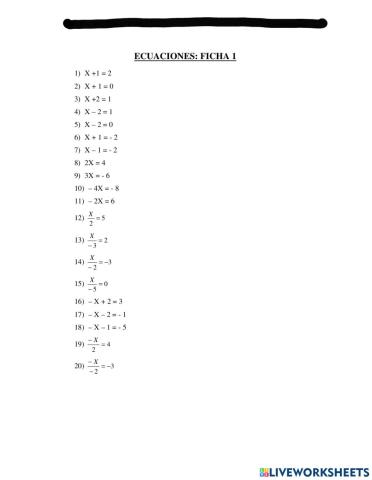 Ecuaciones primer grado