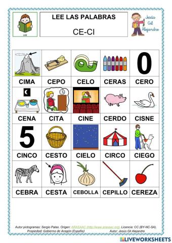 Leer palabras con ce ci  mayúsculas