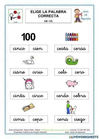 Elige la palabra correcta CON ce ci minúsculas
