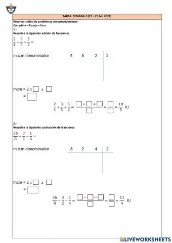 Suma - Resta Racionales