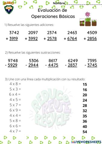 Sumas, restas y multiplicaciones