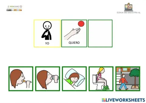 Tablero de comunicación necesidades básicas chica