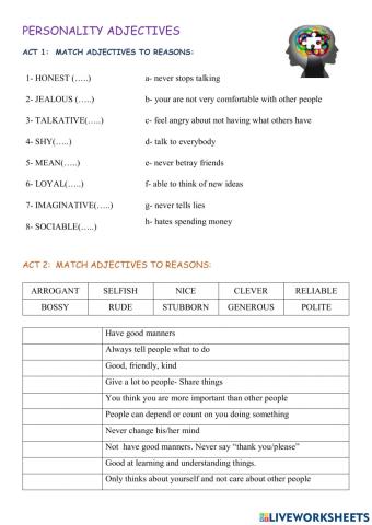 personality adejctives young adults