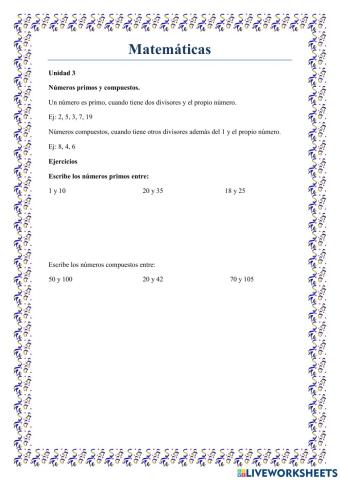 Números primos y compuestos.