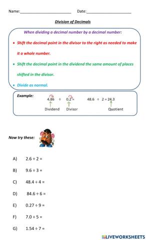 Division of Decimals