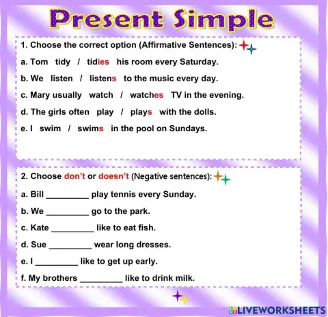 Class Activity: Present Simple 3°