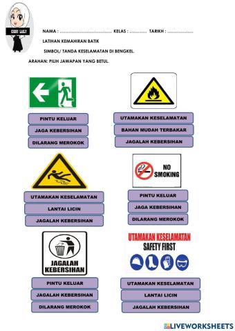 Simbol dan tanda keselamatan di bengkel