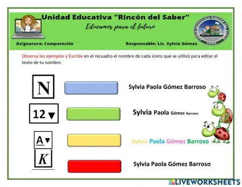 Editar texto- Nombre