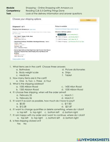 Reading CLB 3.3 GTD - Understand Amazon Delivery Instructions