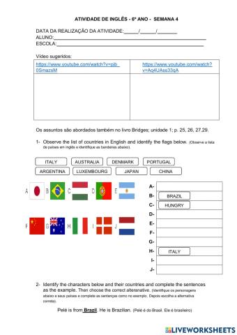 6° ano - INGLÊS - semana 4
