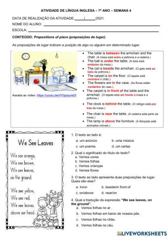 7° ano - INGLÊS - semana 4