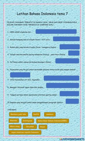 Tema 7 muatan pembelajaran bahasa indonesia