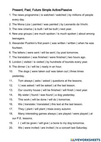 Present, Past, Future Simple Active-Passive