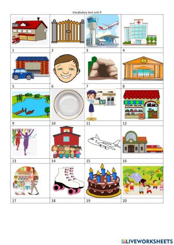 Vocabulary test unit 9 Family and Friends 2
