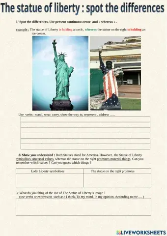 The statue of liberty : spot the differences