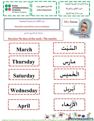 Revision The days of the week
