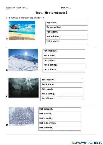 Het weer - Lees en schrijf!