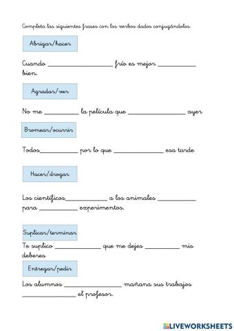 Completa con los verbos