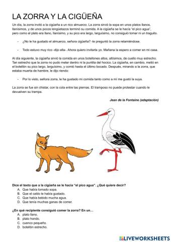 La zorra y la cigüeña