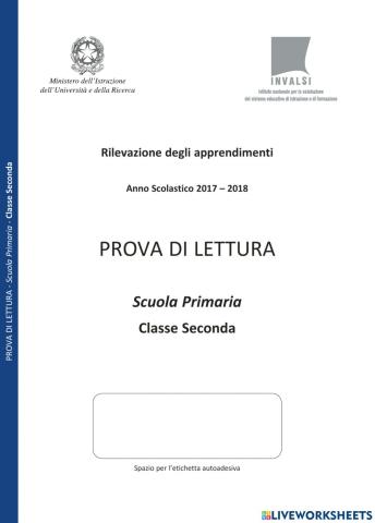 Prova INVALSI di lettura 2017-2018