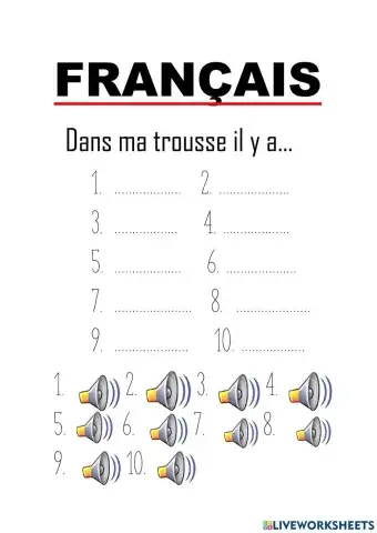 FRANÇAIS. LE MATERIEL ESCOLAIRE.