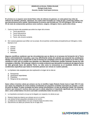 Origen del universo y de la vida