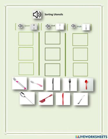 Sorting utensils - spoon, fork and knife - DC, LN, GG, Leo , Emma, Dashly