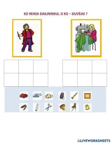 Profesijos - dailininkas, siuvėja