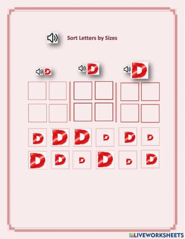 Sort letters by sizes - Neo, DC, Dashly