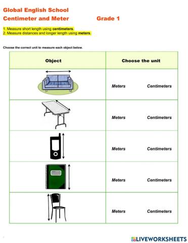 Measure in Meter and Centimeter