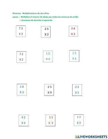 Ficha de multiplicación