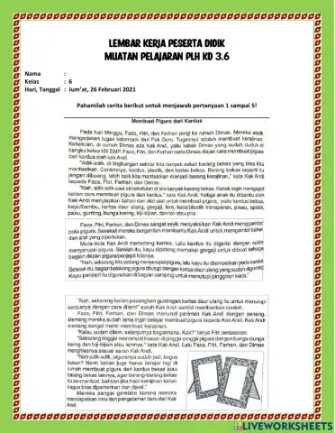 LKPD 6 PLH KD 3.6 Kelas 6