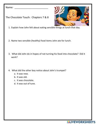The Chocolate Touch:  Chapters 7 and 8