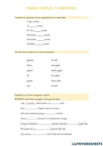 Formas simples y compuestas del verbo