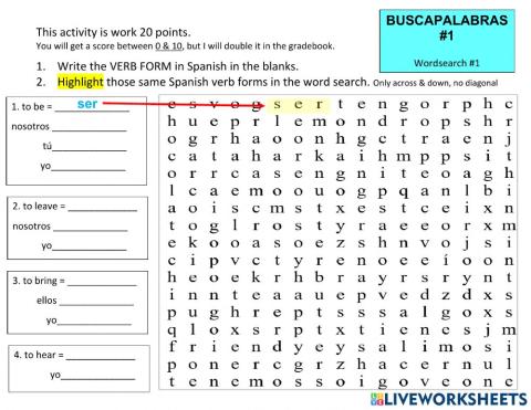 Irregular ER-IR Verb Wordsearch -1