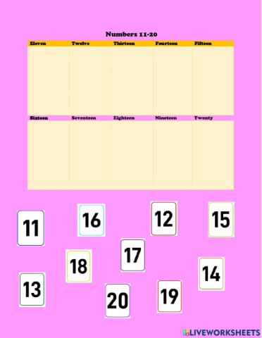 Numbers 11-20