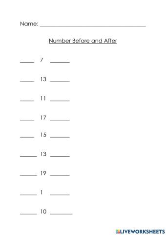 Number Before and Number After