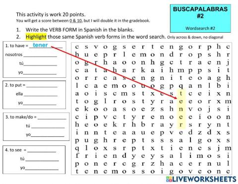 Irregular ER-IR Verb Wordsearch -2