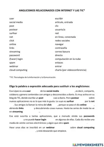 ALCE B2.2 U4 Anglicismos en vocabulario Internet y TIC