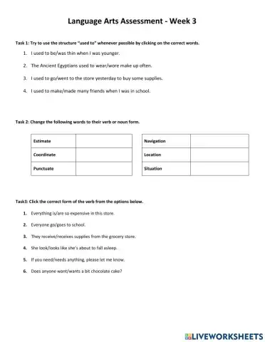 Language Arts Test - Week 3