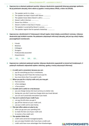 Matura Companion PP - rozumienie ze słuchu 1