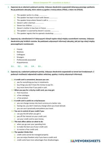 Matura Companion PP - rozumienie ze słuchu 1
