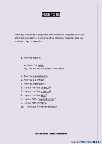 Verb to be - speaking