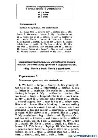 Голицынский Артикль упр 5,6