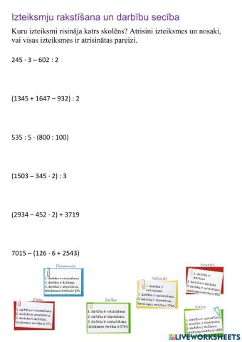 Izteiksmju rakstīšana un darbību secība