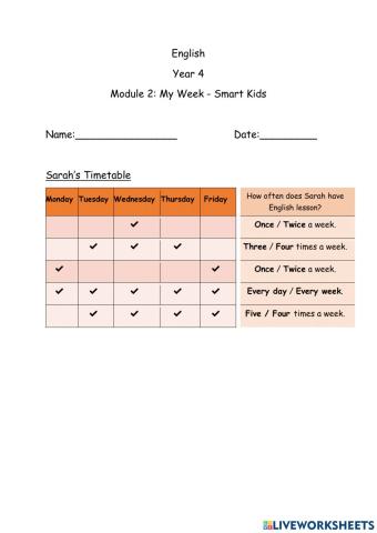 Module 2: My Week - Smart Kids