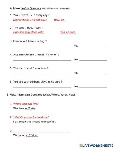 Simple Present Questions