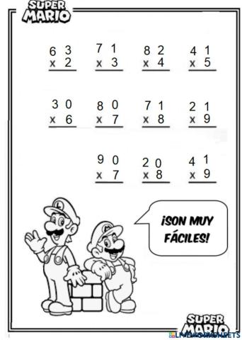 Multiplicaciones sin llevadas