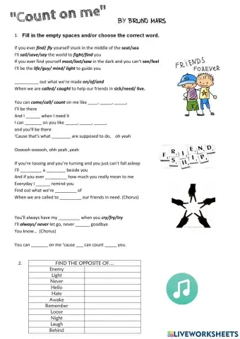 Song: Bruno Mars Count on me